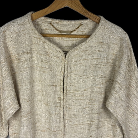 TRINA TURK 100% Raw Silk Kimono Cropped Jacket Sz 6 Drawstring Waist Minimalist - Picture 2 of 12